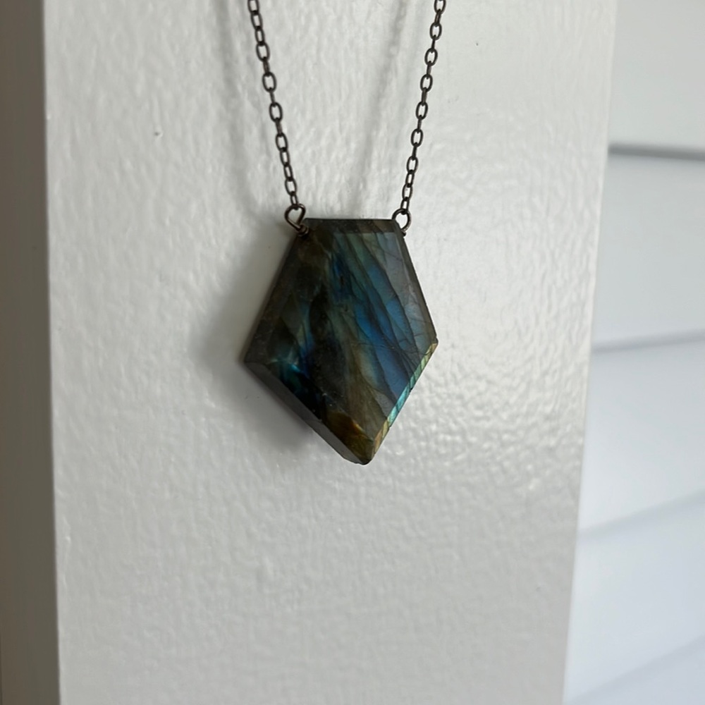 Labradorite necklace sterling silver chain
